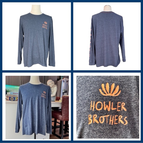 Howler Brothers Men’s Long-Sleeve T. Gray, Orange. XL. NEW - Picture 13 of 14